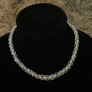New Clear Bead Necklace w/ Sterling Silver Clasp